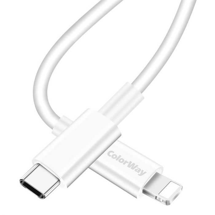 Кабель ColorWay USB Type-C - Lightning (M/M), 3.0 А, 1 м, White (CW-CBPDCL032-WH)