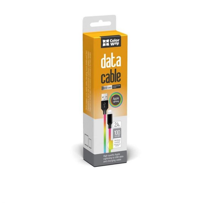 Кабель ColorWay USB - Lightning (M/M), 2.4 А, 1 м, Multicolor (CW-CBUL016-MC)