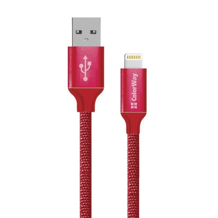 Кабель ColorWay USB - Lightning (M/M), 2.4 А, 2 м Red (CW-CBUL007-RD)