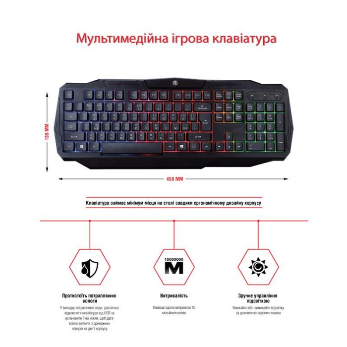 Комплект (клавіатура, мишка) Piko GX50 Black USB (1283126506208) + килимок