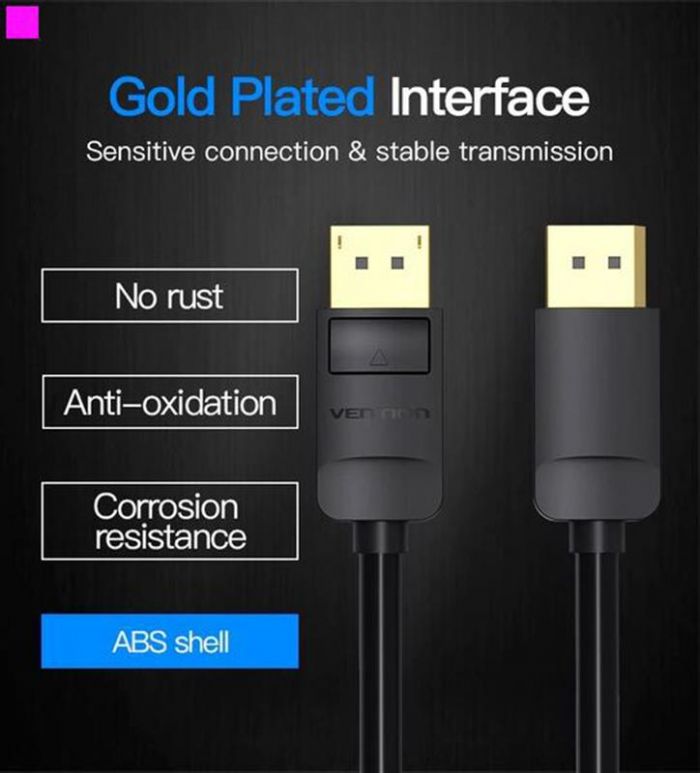 Кабель Vention DisplayPort-DisplayPort, 2 m, v1.2, Black (HACBH)