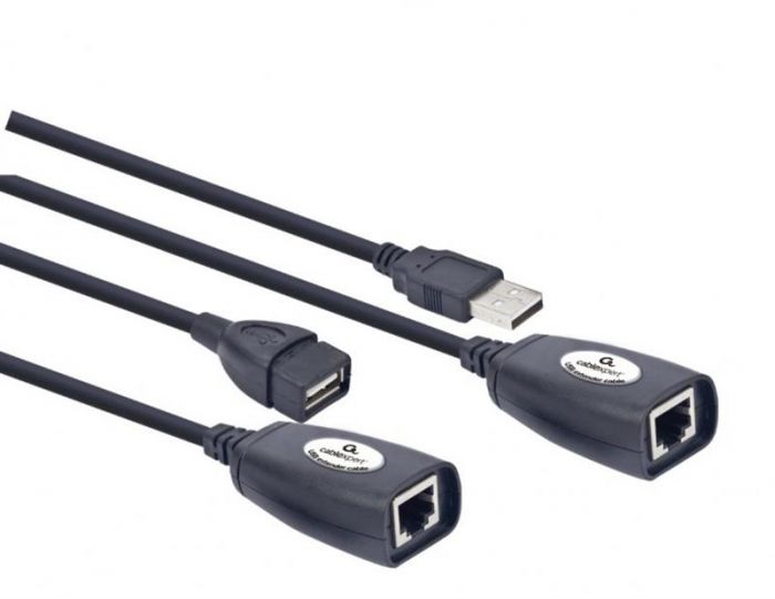 Кабель Cablexpert UAE-30M Подовжувач USB2.0 по кручений парі, до 30 м, чорний