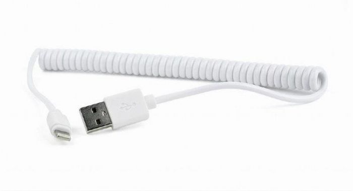 Кабель Cablexpert USB - Lightning (M/M), спіральний, 1.5 м, білий (CC-LMAM-1.5M-W)