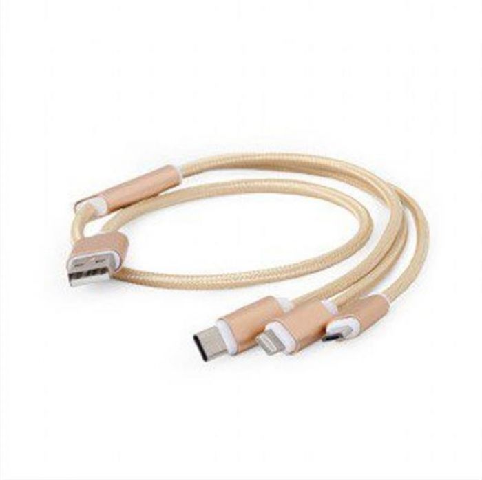 Кабель Cablexpert (CC-USB2-AM31-1M-G) USB BM - Lightning/MicroUSB/USB-C, 1м, золотистий