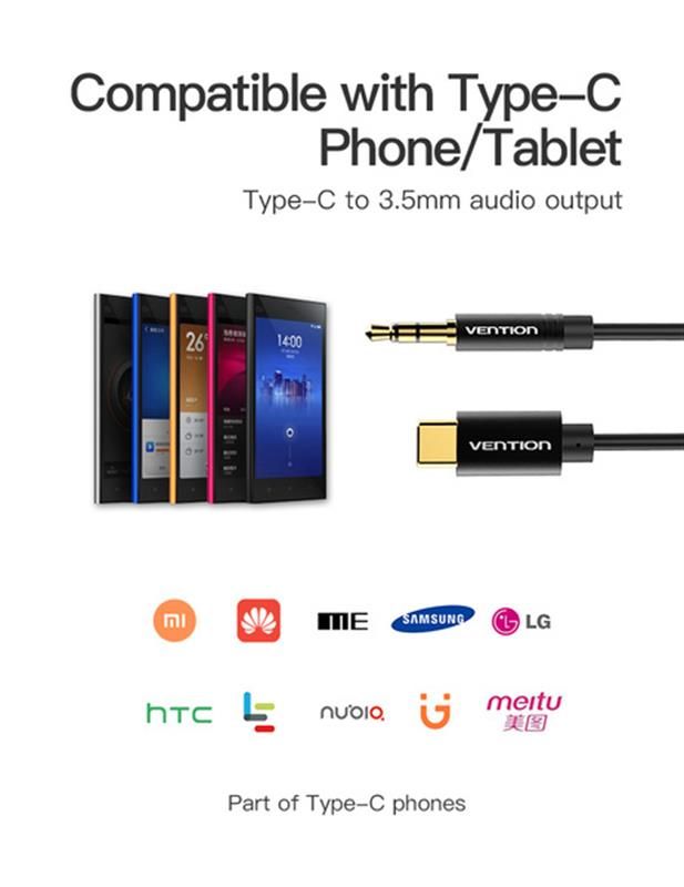 Перехідник Vention 3.5 мм - USB Type-C (M/M), 1 м, Black (BGABF)