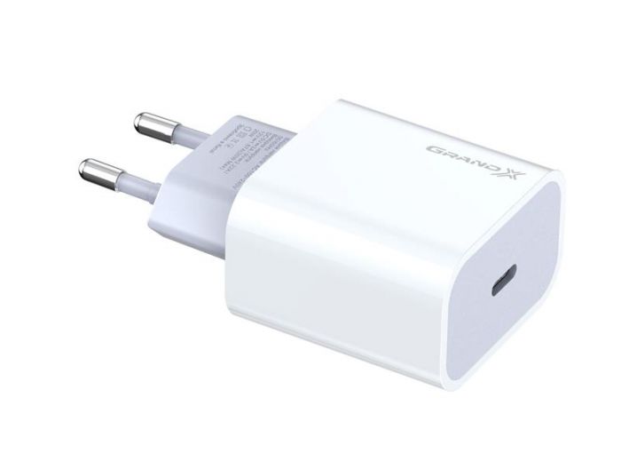 Мережевий зарядний пристрій Grand-X (1xUSB-C 20W) QC4.0, PD 3.0, FCP, AFC White (CH-770)