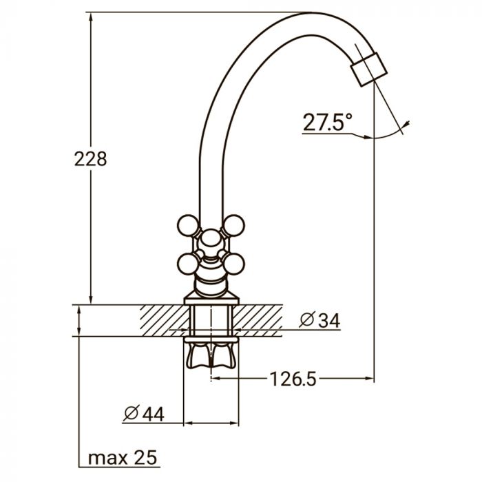 Змішувач QM 1/2" для кухні економ на гайці AQUATICA QM-1B159C (9783100)