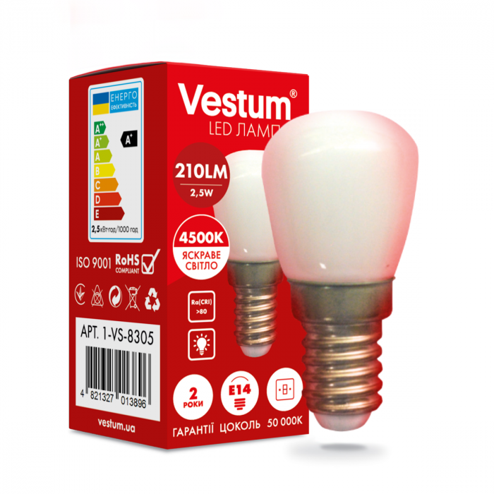 Світлодіодна лампа Vestum SMD Е14 2,5W 4500K 220V  для холодильника