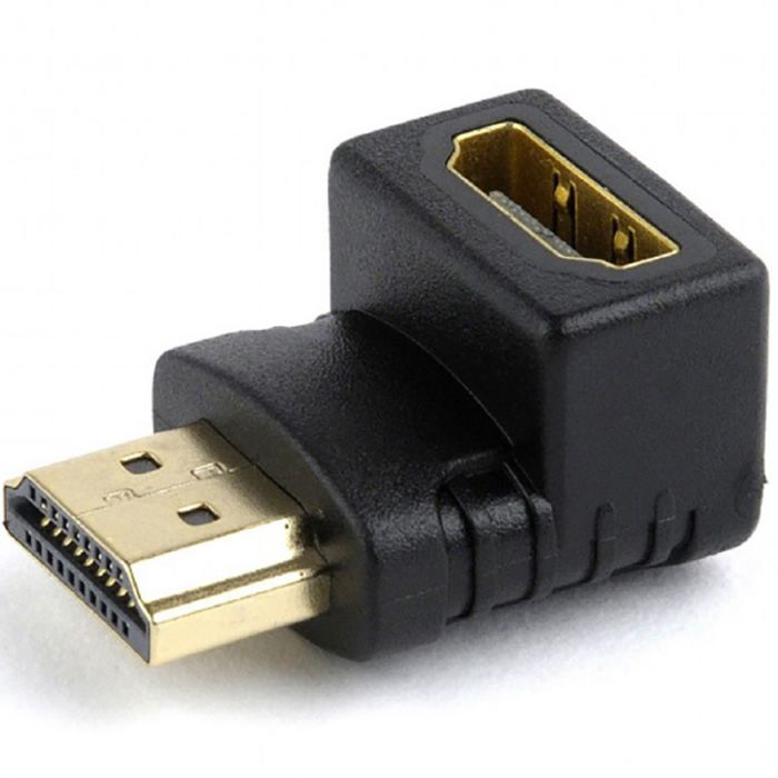 Адаптер Cablexpert HDMI - HDMI (M/F), кут 90 градусів, чорний (A-HDMI90-FML) пакет