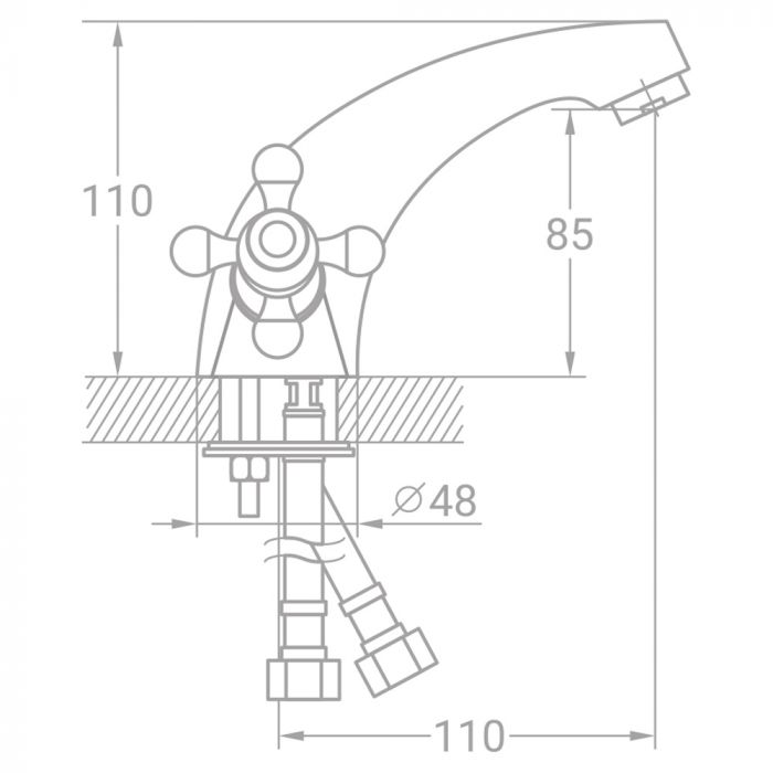 Змішувач VD 1/2" для раковини литий на шпильці TAU (VD-2A161C)