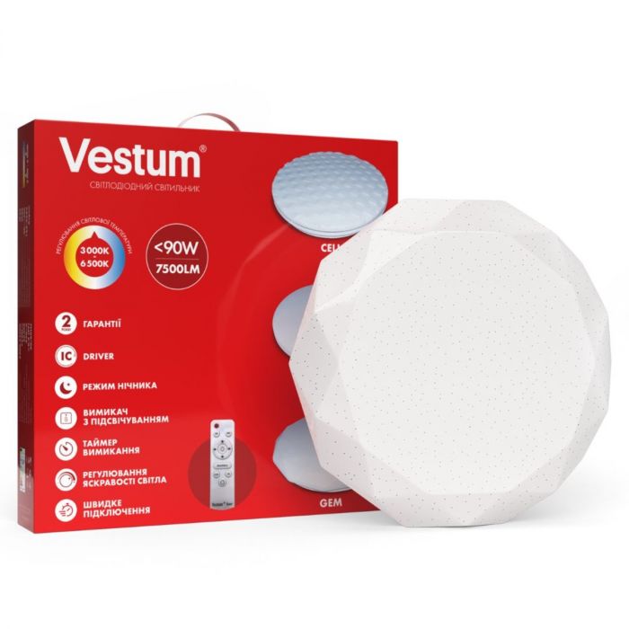 Світильник SMART Vestum GEM 90W 480*90мм 3000K-6500К, 7500Lm з д/у