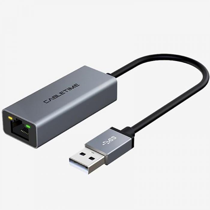 Мережевий адаптер Cabletime USB 100Mbps Ethernet, 0.15m,Space Grey (CB52G)