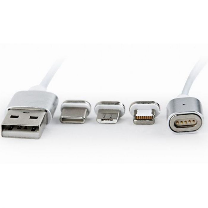 Кабель Cablexpert USB - Lightning + micro USB + USB Type-C (M/M), 1 м, сріблястий (CC-USB2-AMLM31-1M)
