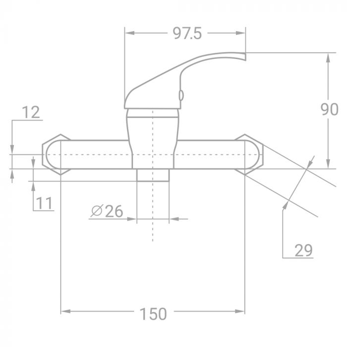 Змішувач TN Ø35 для душа TAU TN-1D142C (9846300)