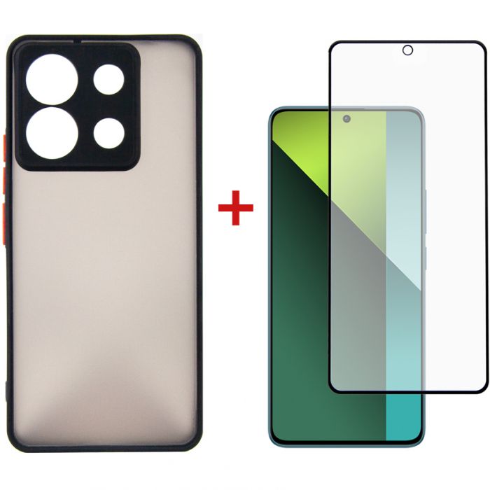 Чохол-накладка Dengos для Xiaomi Redmi Note 13 Pro 5G Black (DG-KM-68) + захисне скло