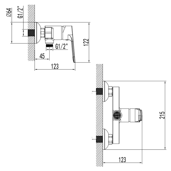 Змішувач MARMORE Ø35 для душа CORSO 9623300 (DB-1D138C)