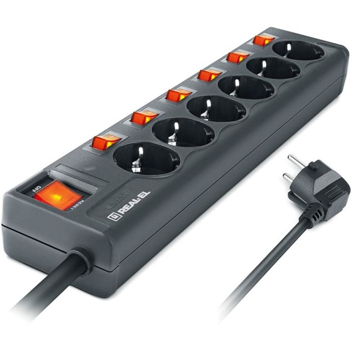 Фільтр живлення REAL-EL RS-6 Extra 1.8 м чорний