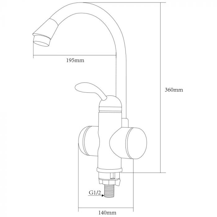 Кран-водонагрівач проточний LZ 3.0кВт 0.4-5бар для кухні гусак вухо на гайці AQUATICA LZ-6B111W (9795103)