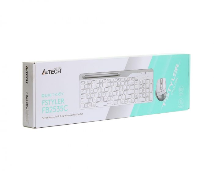 Комплект (клавіатура, миша) бездротовий A4Tech FB2535C Icy White