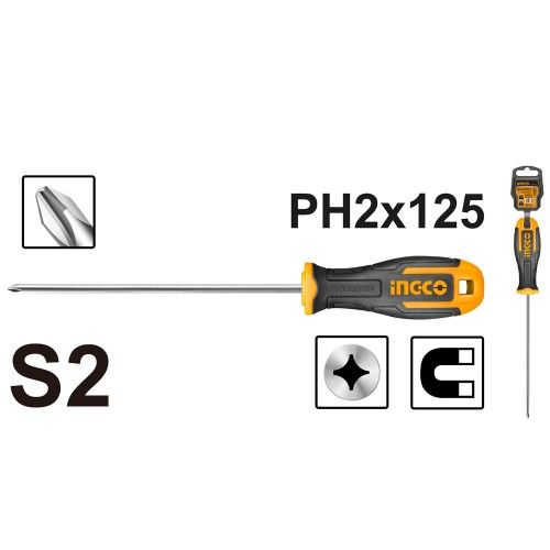 Викрутка хрестова S2 PH2×125 мм INGCO INDUSTRIAL