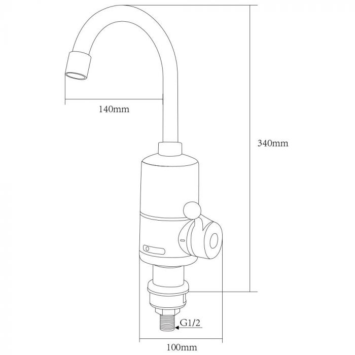 Кран-водонагрівач проточний NZ 3.0кВт 0.4-5бар для кухні гусак вухо на гайці з дисплеєм AQUATICA NZ-6B142W (9797113)