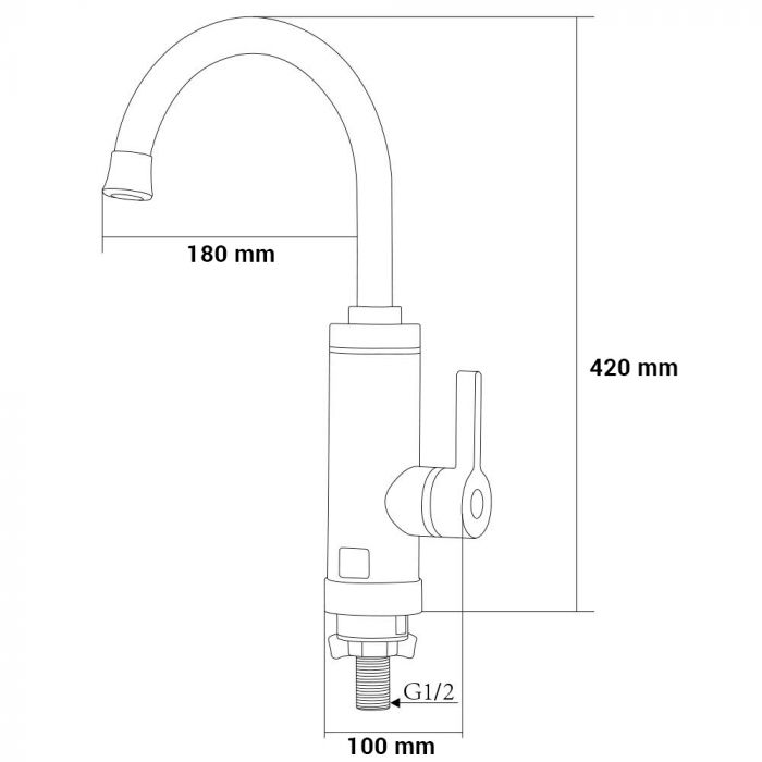Кран-водонагрівач проточний HZ 3.0кВт 0.4-5бар для кухні гусак вухо на гайці (W) AQUATICA HZ-6B143W (9791113)