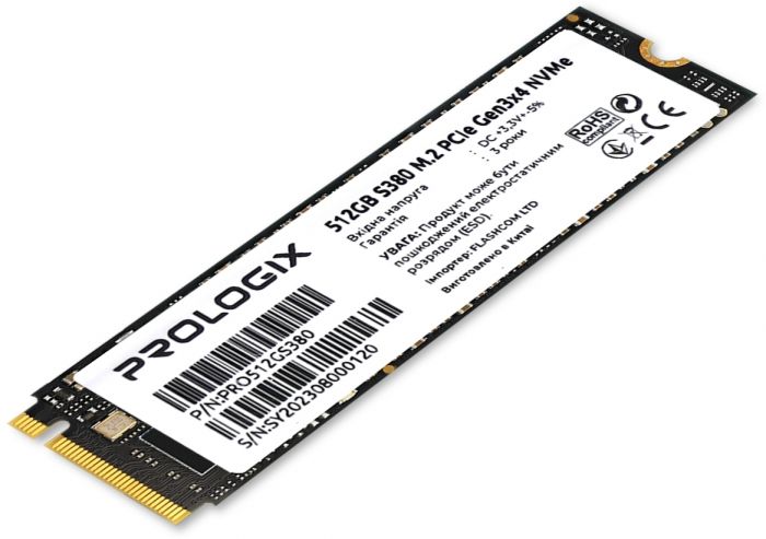 Накопичувач SSD  512GB Prologix S380 M.2 2280 PCIe 3.0 x4 NVMe 3D TLC (PRO512GS380)