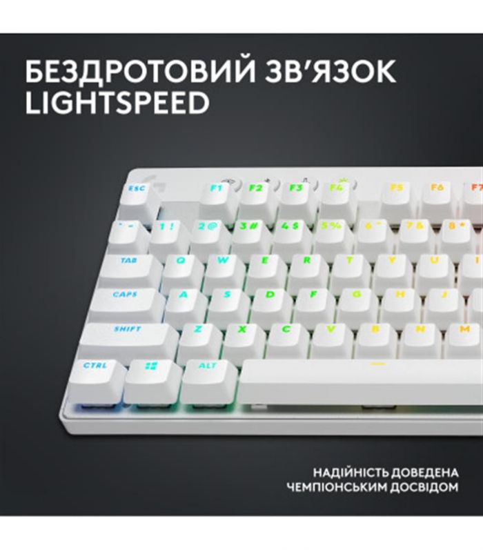 Клавiатура бездротова Logitech G PRO X TKL Lightspeed White Tactile (920-012148)