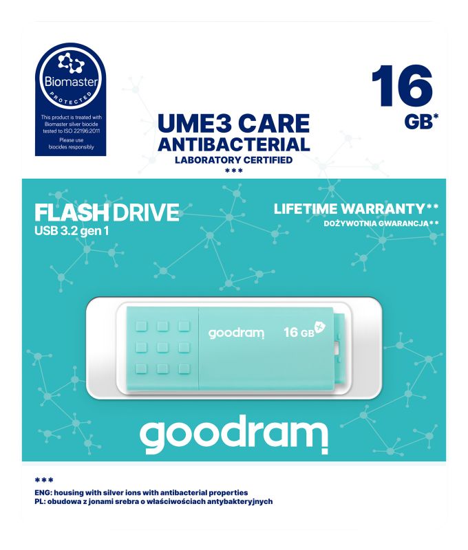 Флеш-накопичувач USB3.2 16GB GOODRAM UME3 Care Green (UME3-0160CRR11)