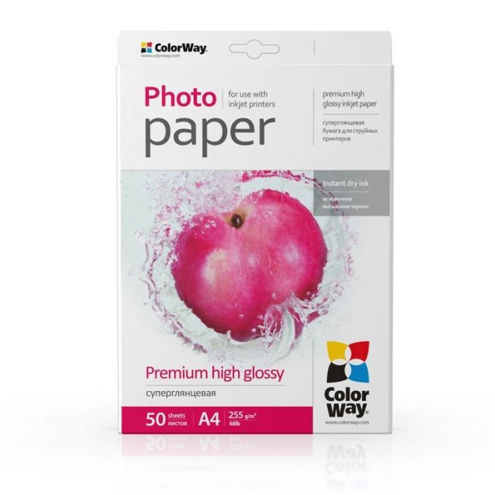Фотопапiр ColorWay суперглянсовий 255г/м2 A4 50л (PSG255050A4)