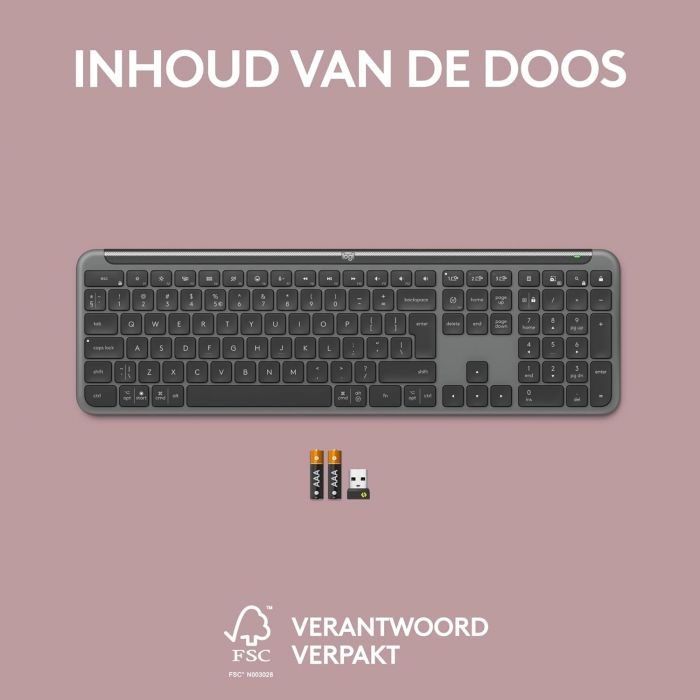 Клавiатура бездротова Logitech Signature Slim K950 US Graphite USB (920-012465)