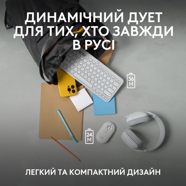 Комплект (клавіатура, миша) бездротовий Logitech Pebble 2 Combo White (920-012240)