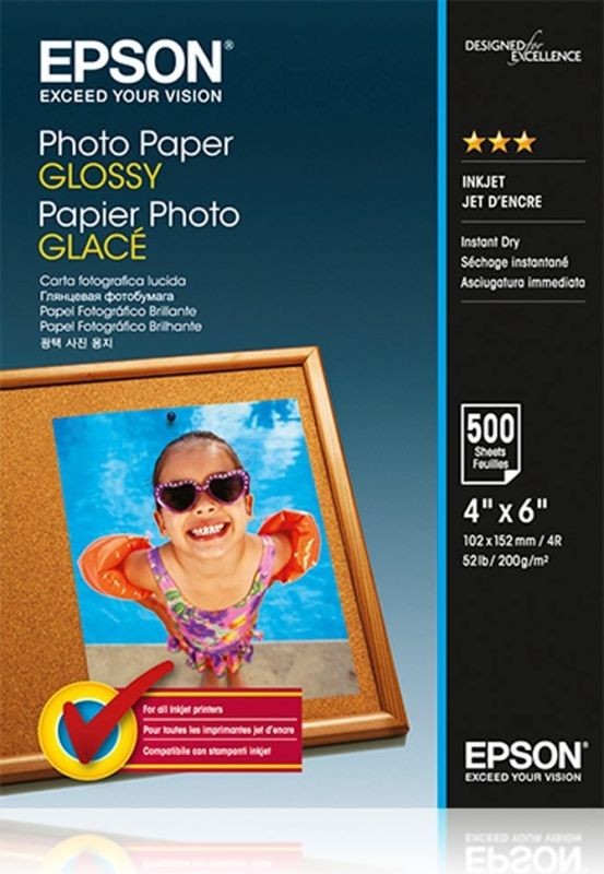 Фотопапiр EPSON Glossy Photo Paper глянсовий 200г/м2 10х15см 500арк. (C13S042549)