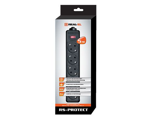 Фільтр живлення REAL-EL RS-PROTECT 3.0m Black