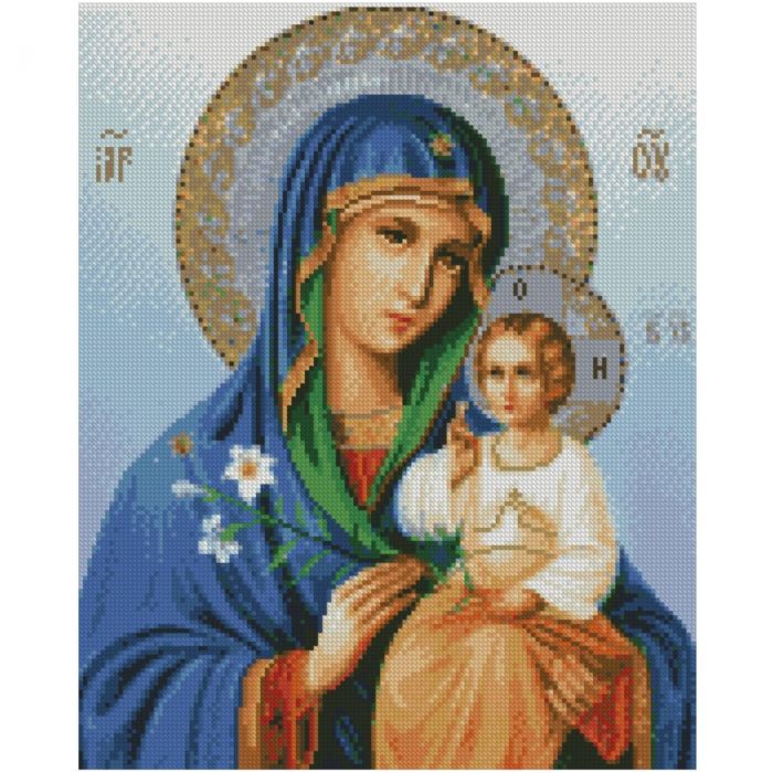 Алмазна мозаїка Strateg ПРЕМІУМ Ікона Матері Божої 40х50 см FA40051