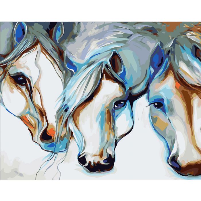 Картина за номерами Strateg ПРЕМІУМ Вродливі коні з лаком розміром 40х50 см SY6206