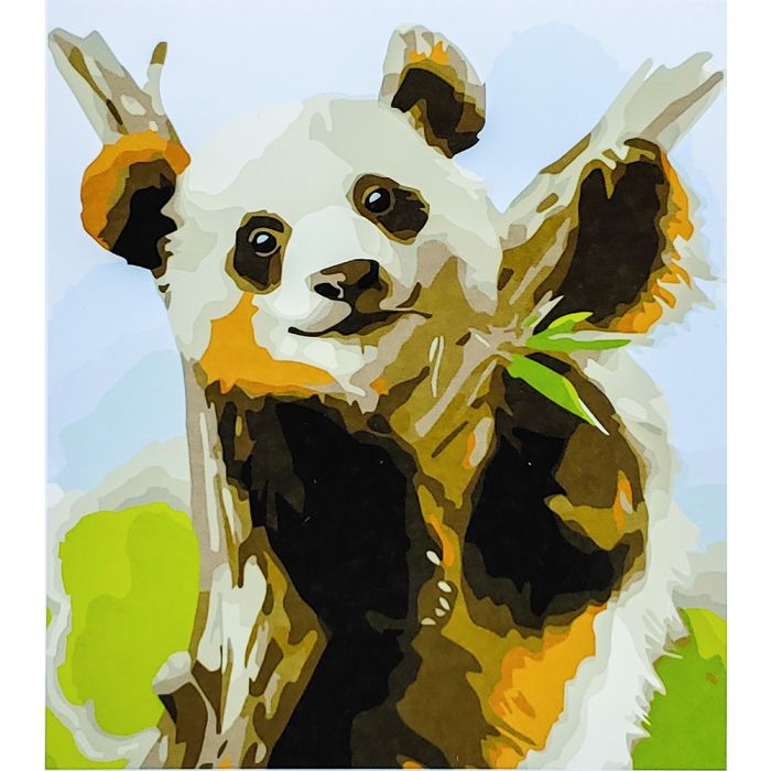 Картина за номерами Strateg ПРЕМІУМ Мила панда з лаком розміром 30х40 см (SS6649)