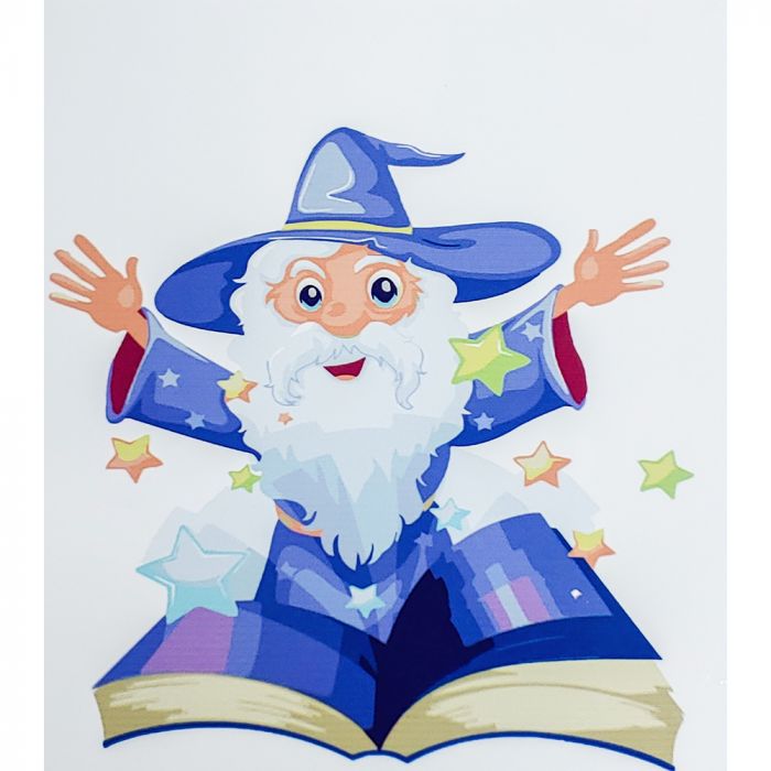 Картина за номерами Strateg ПРЕМІУМ Веселий чарівник з лаком розміром 30х40 см (SS6657)