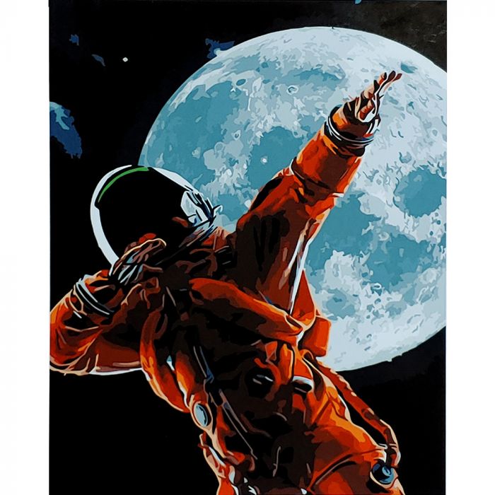 Картина за номерами Strateg ПРЕМІУМ Крутий космонавт з лаком розміром 40х50 см (SY6779)