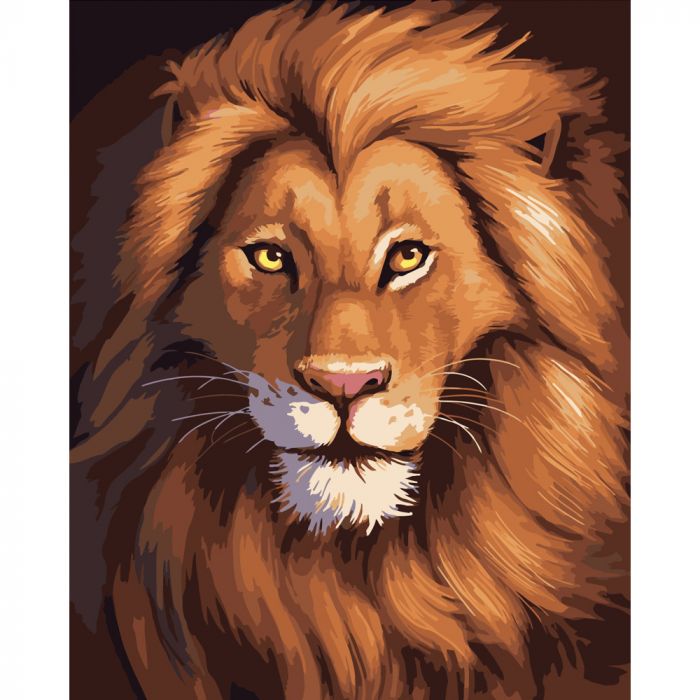 Картина за номерами Strateg ПРЕМІУМ Посмішка лева розміром 40х50 см (DY198)