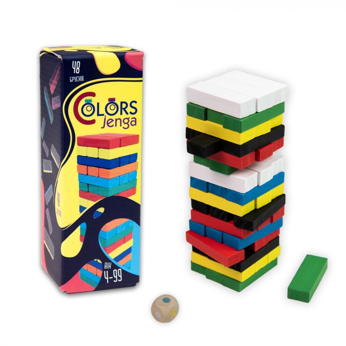 Настільна гра Strateg Дженга &quot;Colors Jenga&quot; 48 брусків (30717)