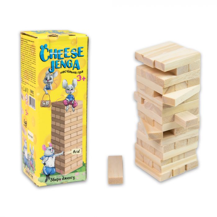 Настільна гра Strateg Дженга &quot;Cheese Jenga&quot; 48 брусків (30718)