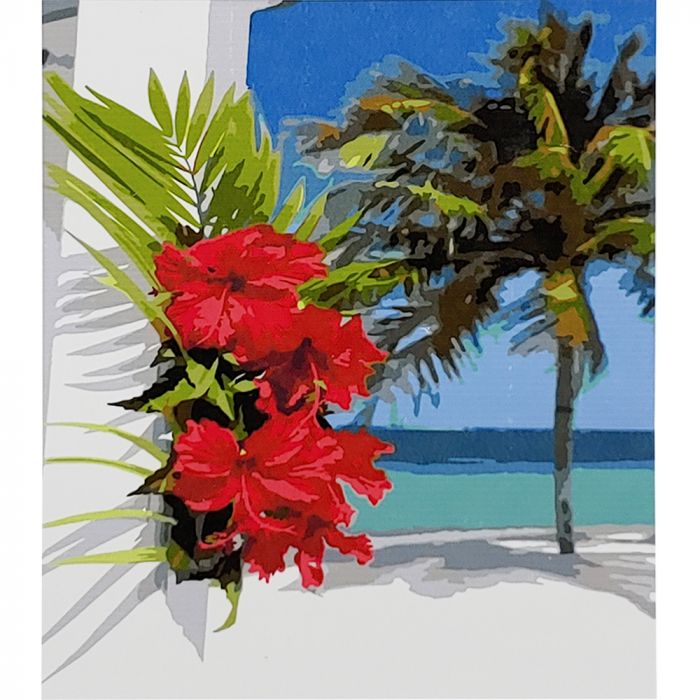 Картина за номерами Strateg ПРЕМІУМ Червоні квіти з лаком розміром 30х40 см (SS-6527)