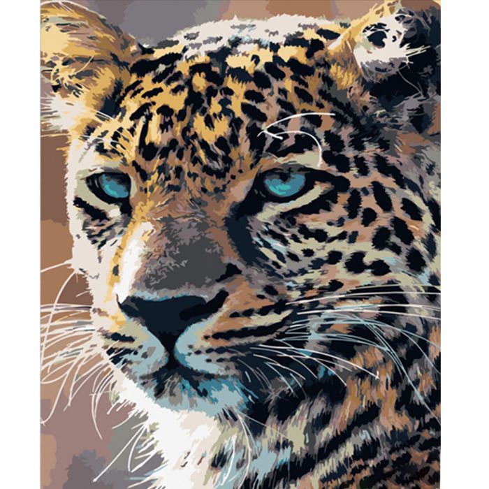 Картина за номерами Strateg ПРЕМІУМ Гордий леопард розміром 40х50 см (HH023)