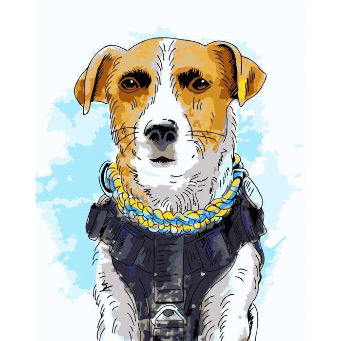 Картина за номерами Strateg ПРЕМІУМ Акварельний пес Патрон розміром 40х50 см (DY262)