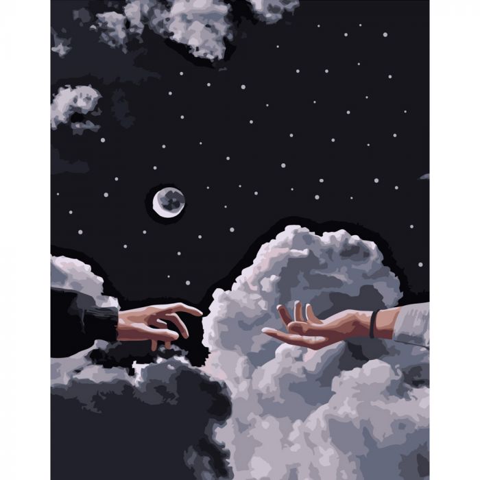 Картина за номерами Strateg ПРЕМІУМ Двоє у нічному небі розміром 40х50 см (DY263)