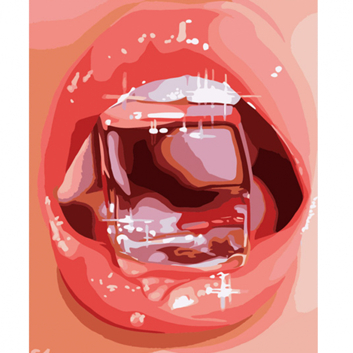 Картина за номерами Strateg ПРЕМІУМ Лід на вустах розміром 40х50 см (DY297)