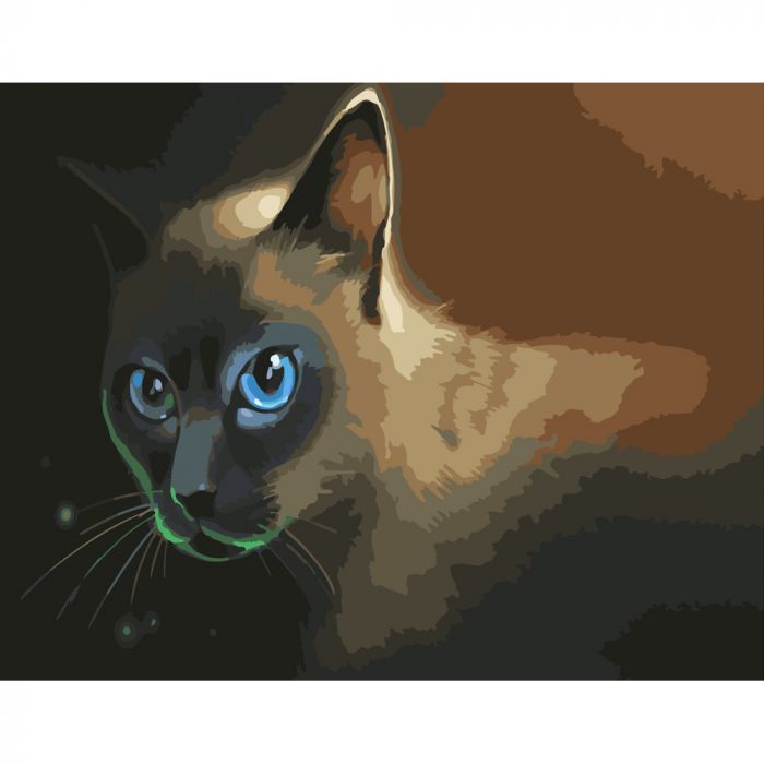 Картина за номерами Strateg ПРЕМІУМ Блакитноокий кіт розміром 40х50 см (GS368)