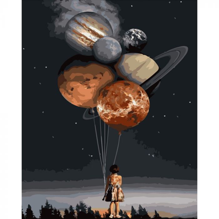 Картина за номерами Strateg ПРЕМІУМ Повітряні планети розміром 40х50 см (GS430)