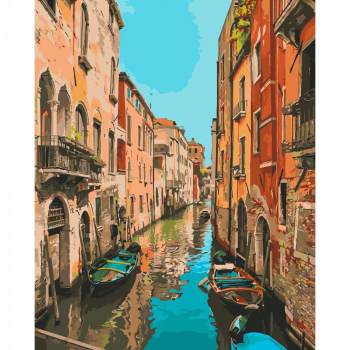 Картина за номерами Strateg ПРЕМІУМ Венеціанський канал розміром 40х50 см (GS495)